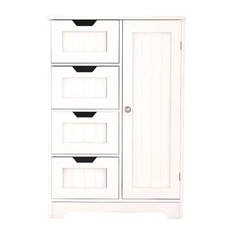 Mobiletto in lino in legno bianco da 22,5" con 4 cassetti e 1 anta