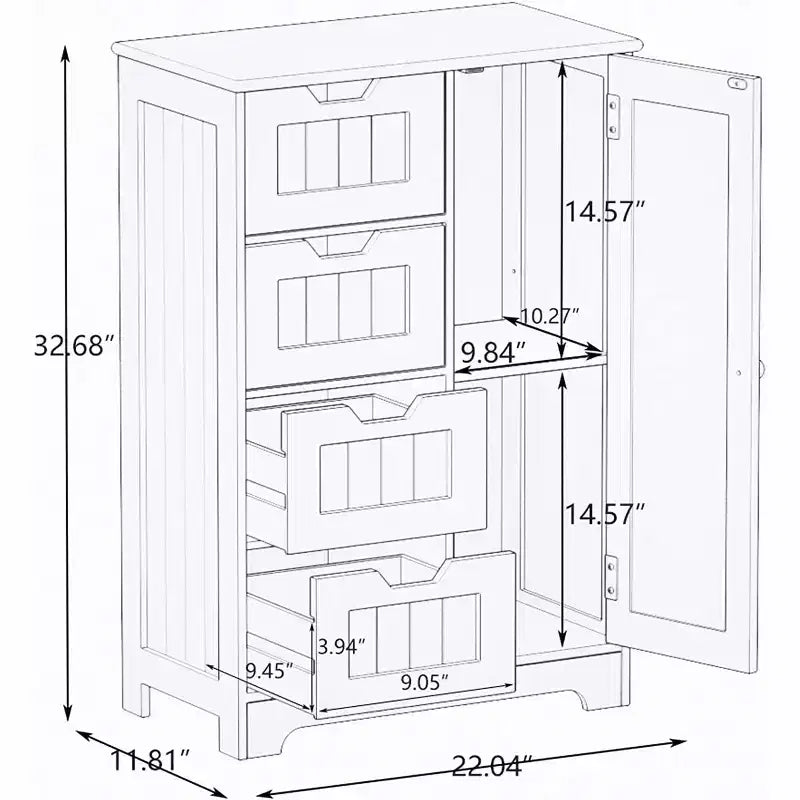 Mobiletto in lino in legno bianco da 22,5" con 4 cassetti e 1 anta