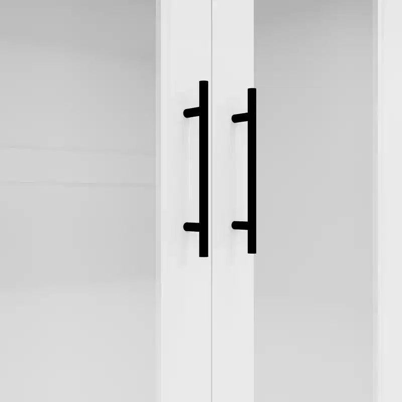 Armadio bianco in legno da 80 cm con 2 cassetti, 1 ripiano e 2 aste appendiabiti