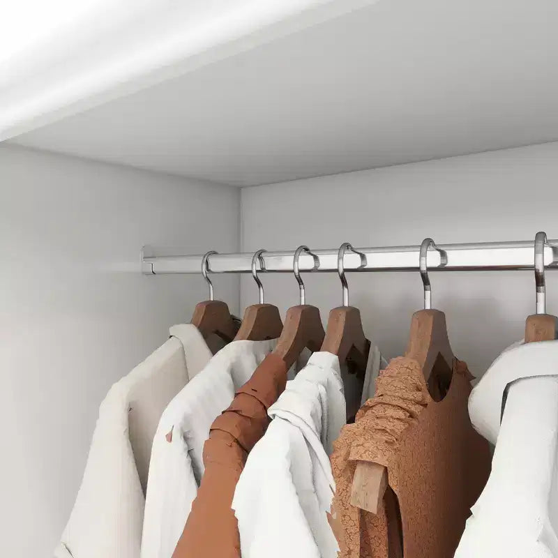 Armadio bianco in legno da 80 cm con 2 cassetti, 1 ripiano e 2 aste appendiabiti