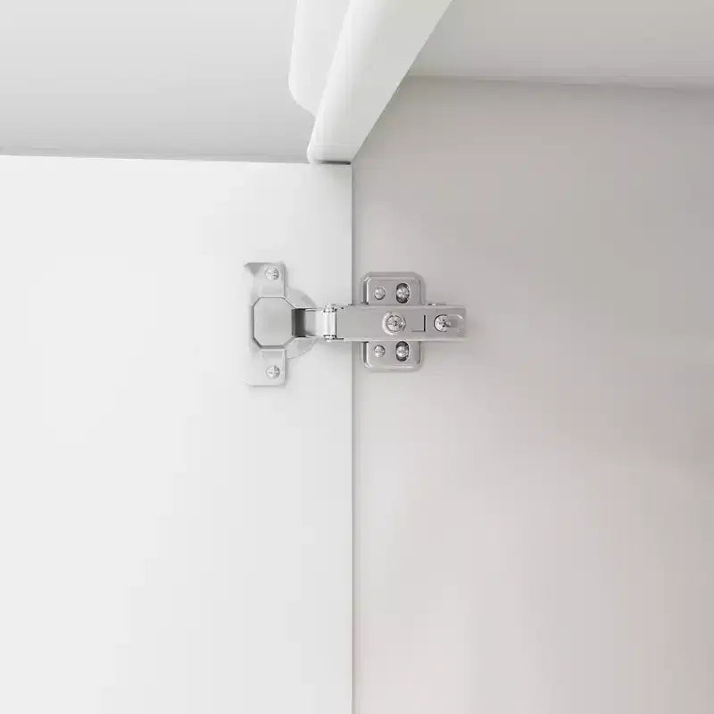 Armadio bianco in legno da 80 cm con 2 cassetti, 1 ripiano e 2 aste appendiabiti