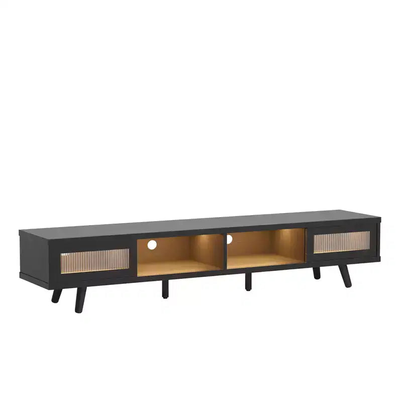 Mobile TV moderno a basso profilo da 70" con illuminazione LED e vani portaoggetti per soggiorno