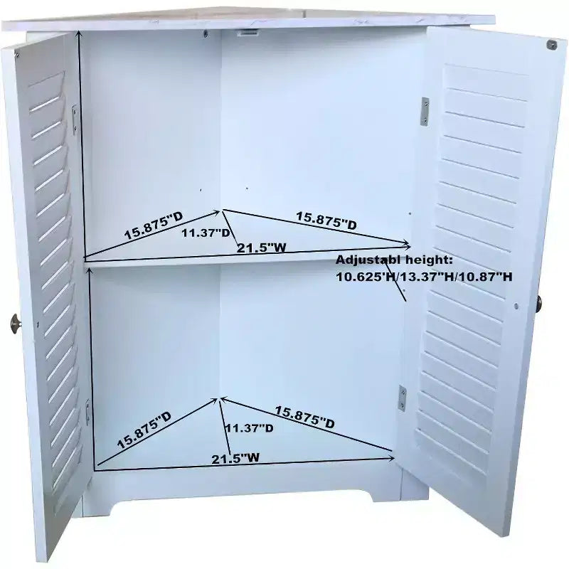 Mobiletto angolare da bagno con ripiani, bianco