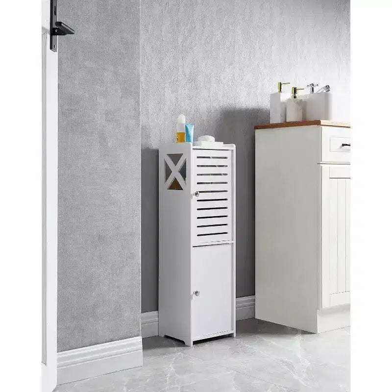 Kings Brand Furniture  Crane Free-Standing Bathroom Storage Cabinet Organizer Unit with 2 Doors, White