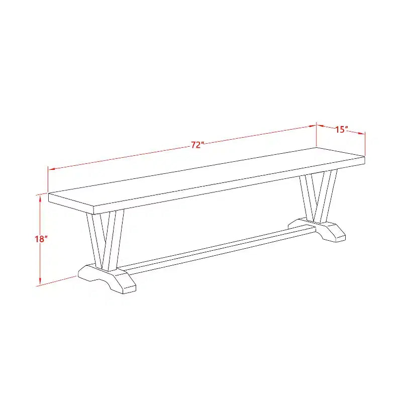 Panca moderna da sala da pranzo 72" con seduta in legno, Bianco/Espresso