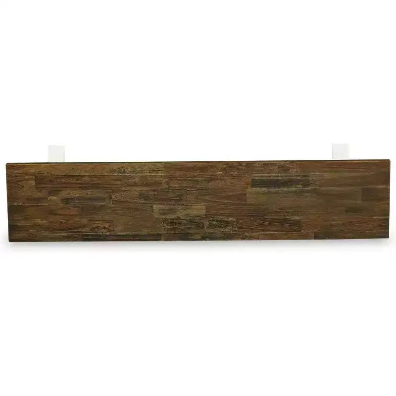 Panca moderna da sala da pranzo 72" con seduta in legno, Bianco/Espresso