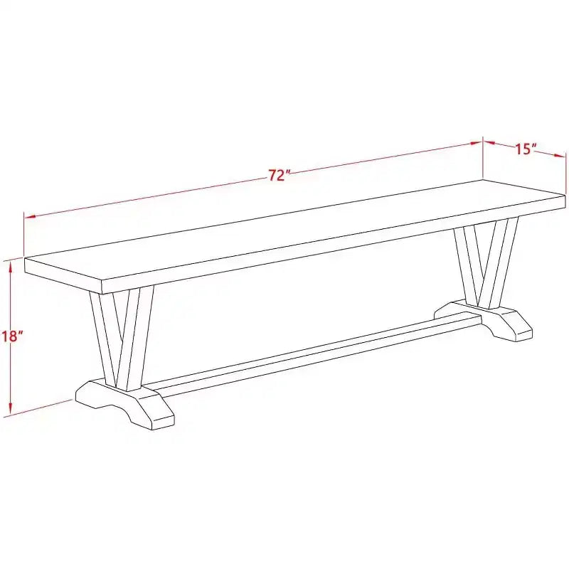 Panca moderna da sala da pranzo 72" con seduta in legno, Bianco/Espresso