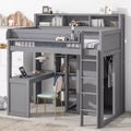 Whisen 77.16''L x 48.5''W Wood Twin Size Loft bed with Multiple Storage Shelves and Wardrobe, Ample Storage Space