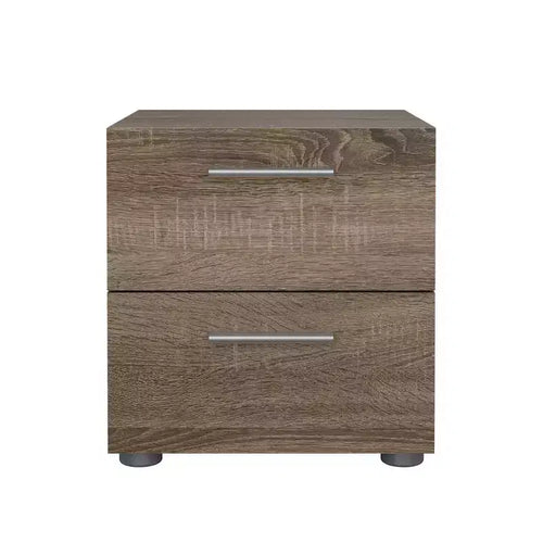 Comodino a 2 cassetti finitura rovere tartufo | Tavolino da notte moderno