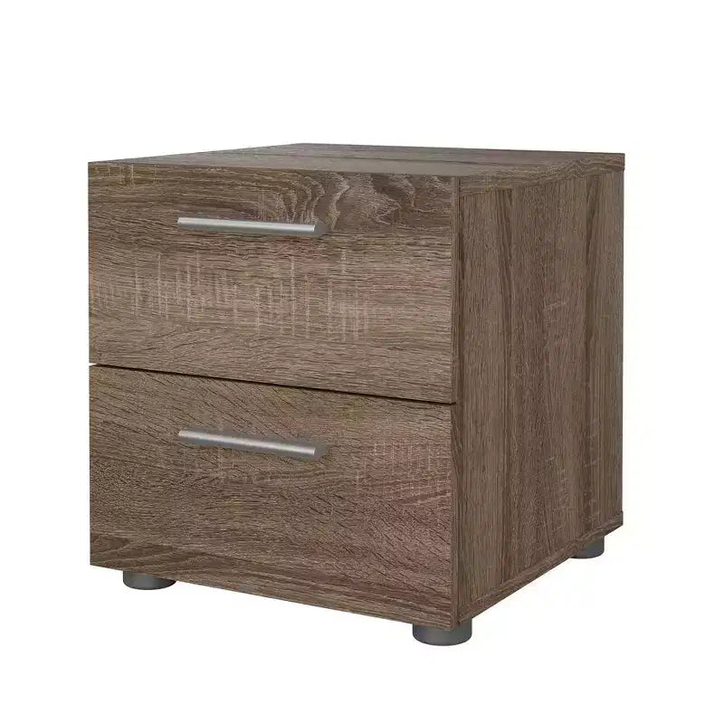 Comodino a 2 cassetti finitura rovere tartufo | Tavolino da notte moderno