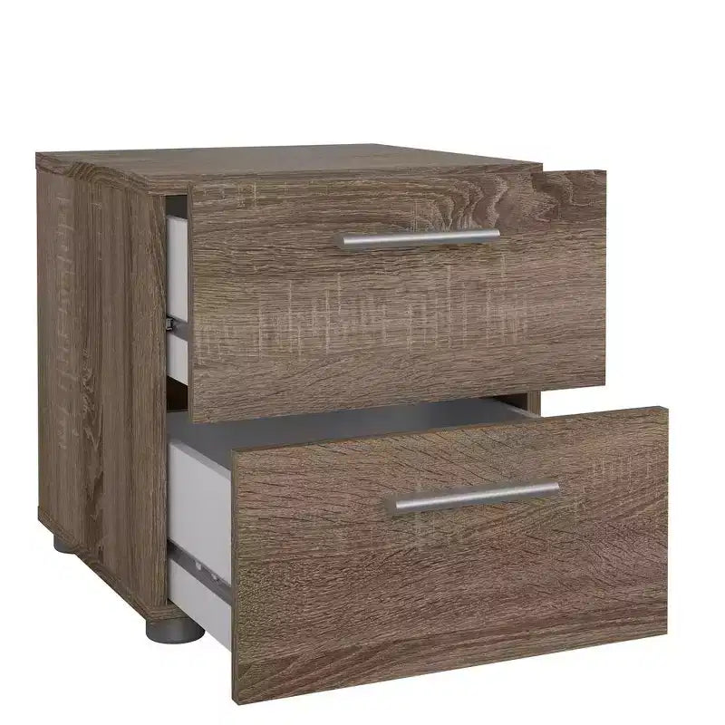 Comodino a 2 cassetti finitura rovere tartufo | Tavolino da notte moderno