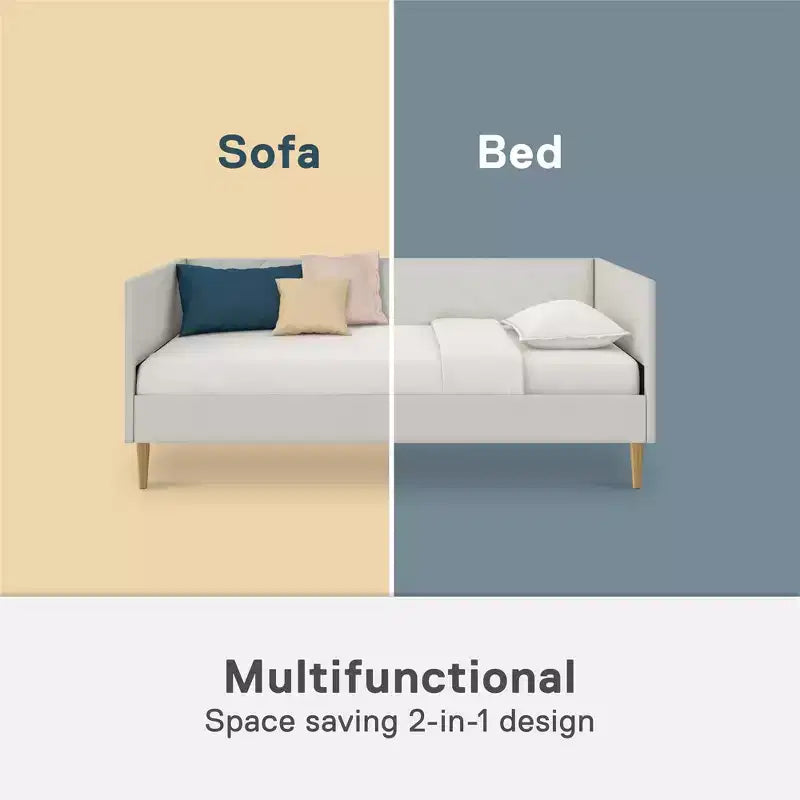 Divano letto singolo imbottito grigio chiaro | Camera da letto e camera degli ospiti moderne