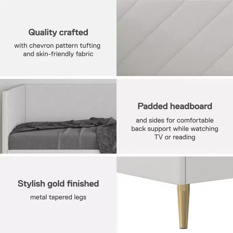 Divano letto singolo imbottito grigio chiaro | Camera da letto e camera degli ospiti moderne