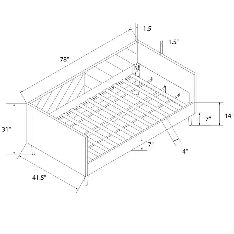 Divano letto singolo imbottito grigio chiaro | Camera da letto e camera degli ospiti moderne