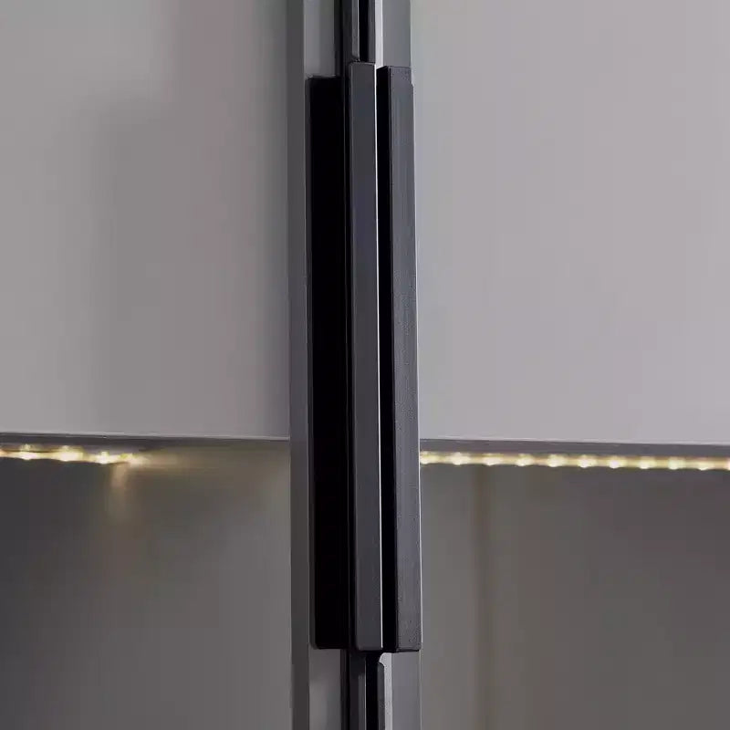 Vetrinetta Illuminata con LED, Porta in Vetro Temperato, 2 Cassetti e Ripiani Regolabili, Grigia