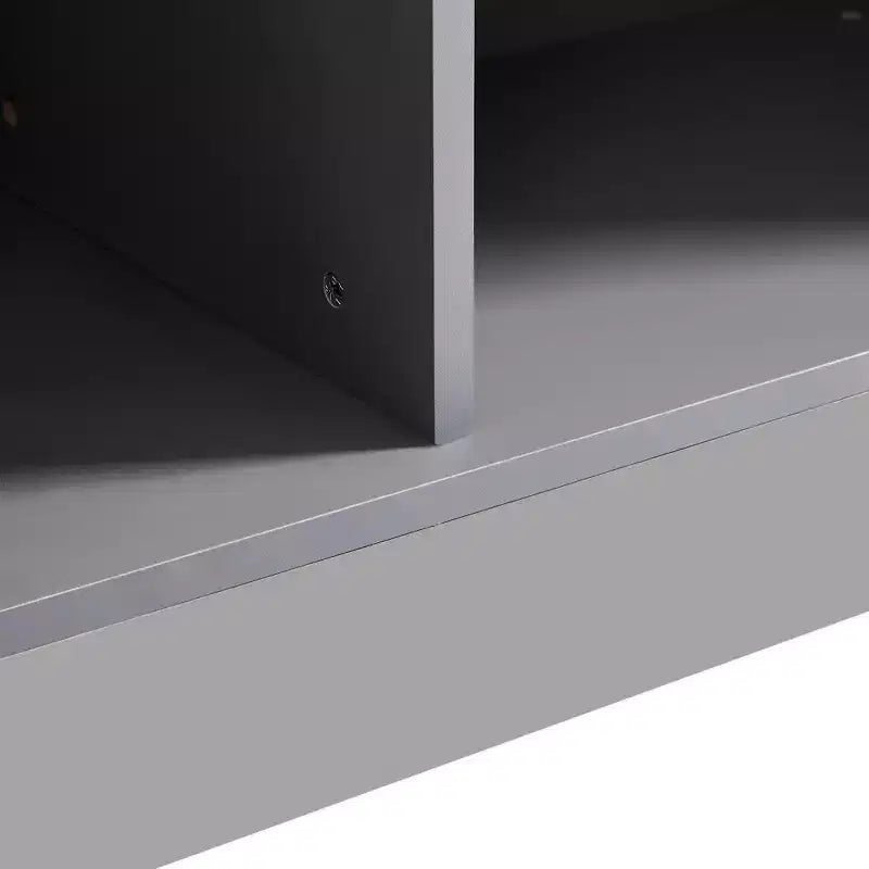 Vetrinetta Illuminata con LED, Porta in Vetro Temperato, 2 Cassetti e Ripiani Regolabili, Grigia