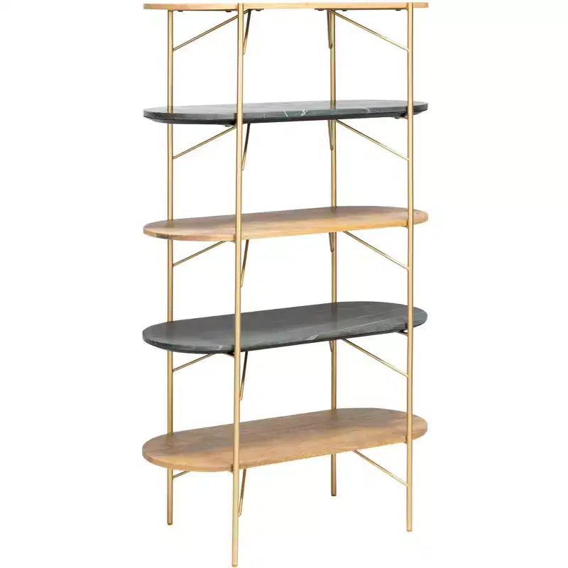 Libreria in marmo con finitura naturale e nera | Elegante mobile contenitore per esposizione