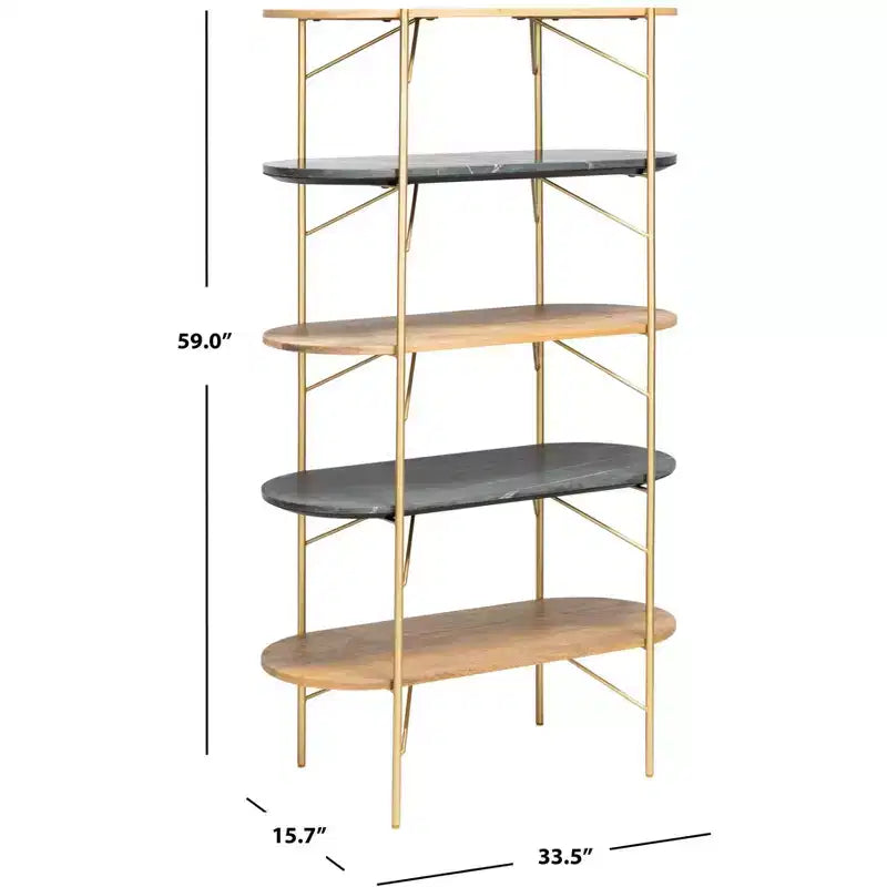 Libreria in marmo con finitura naturale e nera | Elegante mobile contenitore per esposizione