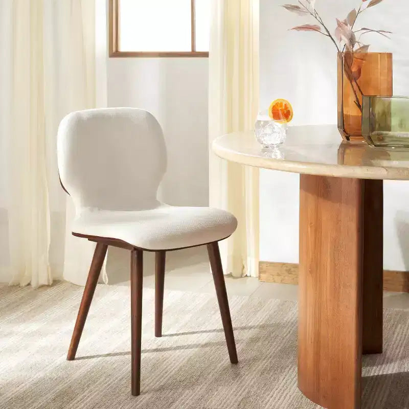 Sedia da pranzo moderna con finitura bianca e noce | Realizzata a mano