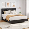 Coolmee Adjustable Upholstered Headboard Platform Bed, Modern Bed Frame with Wooden Slats & Triangular Feet, Easy to Assemble