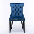 Harrington Collection Modern Tufted Velvet Dining Chairs, Solid Wood Legs with Nailhead Trim, Contemporary Upholstered Side Chair Set of 2, Navy Blue