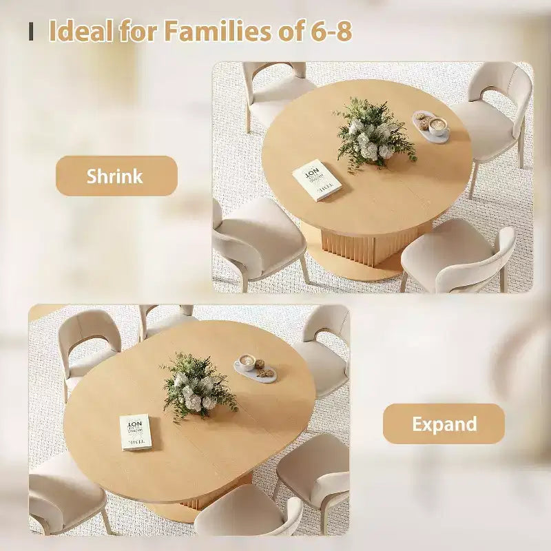Tavolo da pranzo ovale estensibile 119-160 cm con base zigrinata, Marrone chiaro