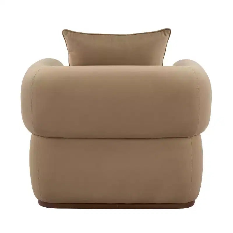 Poltrona di design moderna in velluto ed ecopelle con cuscino decorativo