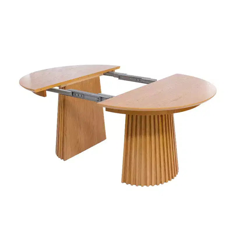 Set da pranzo allungabile 5 pezzi Mid-Century Modern con sedie con schienale in canna intrecciata