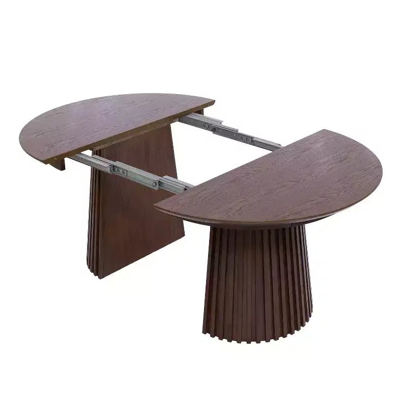 Set da pranzo allungabile 5 pezzi Mid-Century Modern con sedie con schienale in canna intrecciata