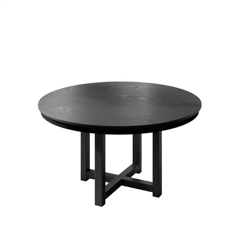HomeRoots 45 Black Solid Wood Cross Leg Base Round Top Dining Table
