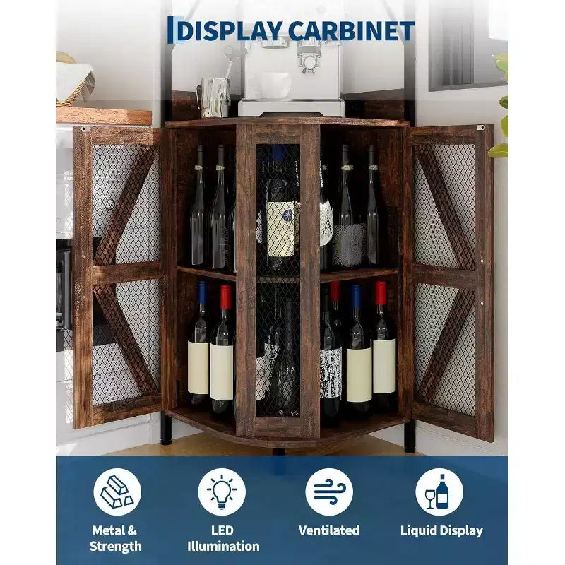 Mobile Bar ad Angolo a 5 Ripiani 181,6 cm con Luci LED | Mobile Liquori da Casa