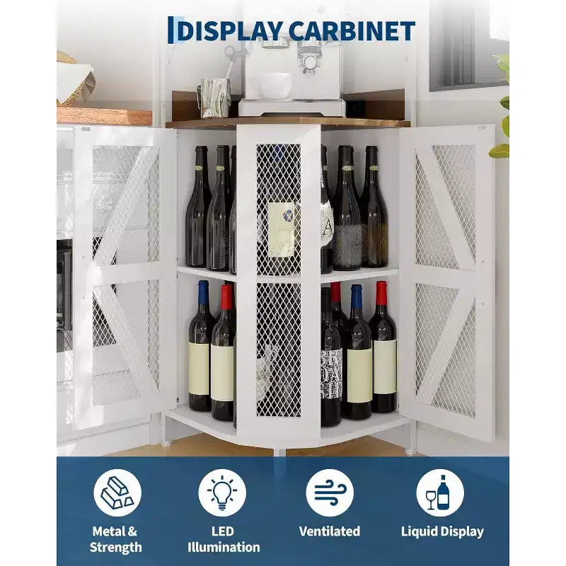 Mobile Bar ad Angolo a 5 Ripiani 181,6 cm con Luci LED | Mobile Liquori da Casa
