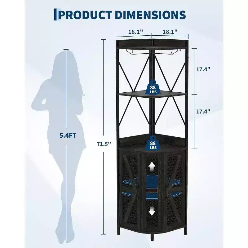 Mobile Bar ad Angolo a 5 Ripiani 181,6 cm con Luci LED | Mobile Liquori da Casa