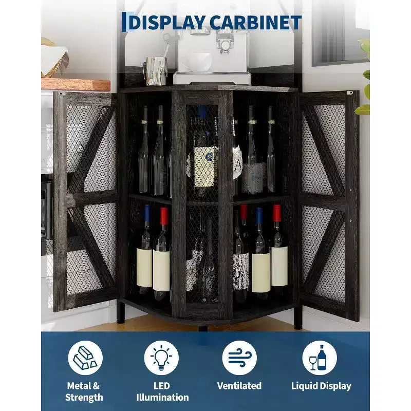 Mobile Bar ad Angolo a 5 Ripiani 181,6 cm con Luci LED | Mobile Liquori da Casa