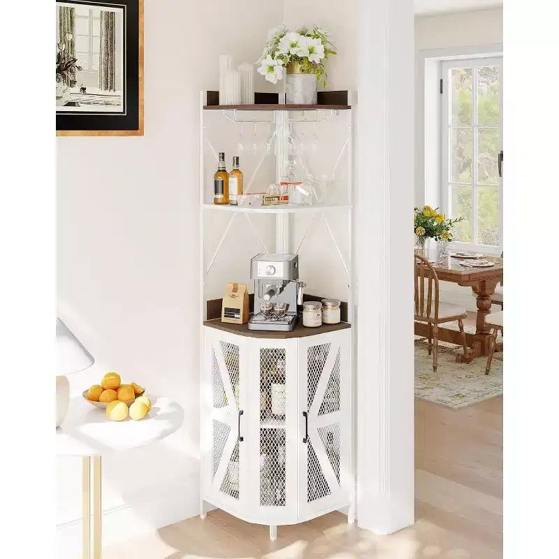 Mobile Bar ad Angolo a 5 Ripiani 181,6 cm con Luci LED | Mobile Liquori da Casa