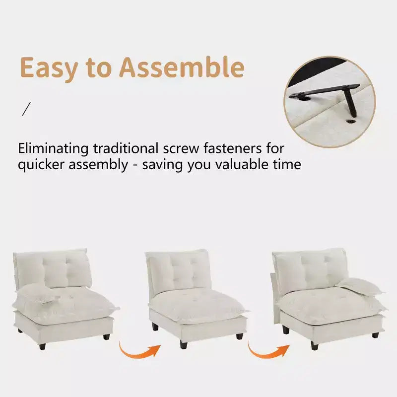 Divano componibile a U da 107" in ciniglia con chaise longue