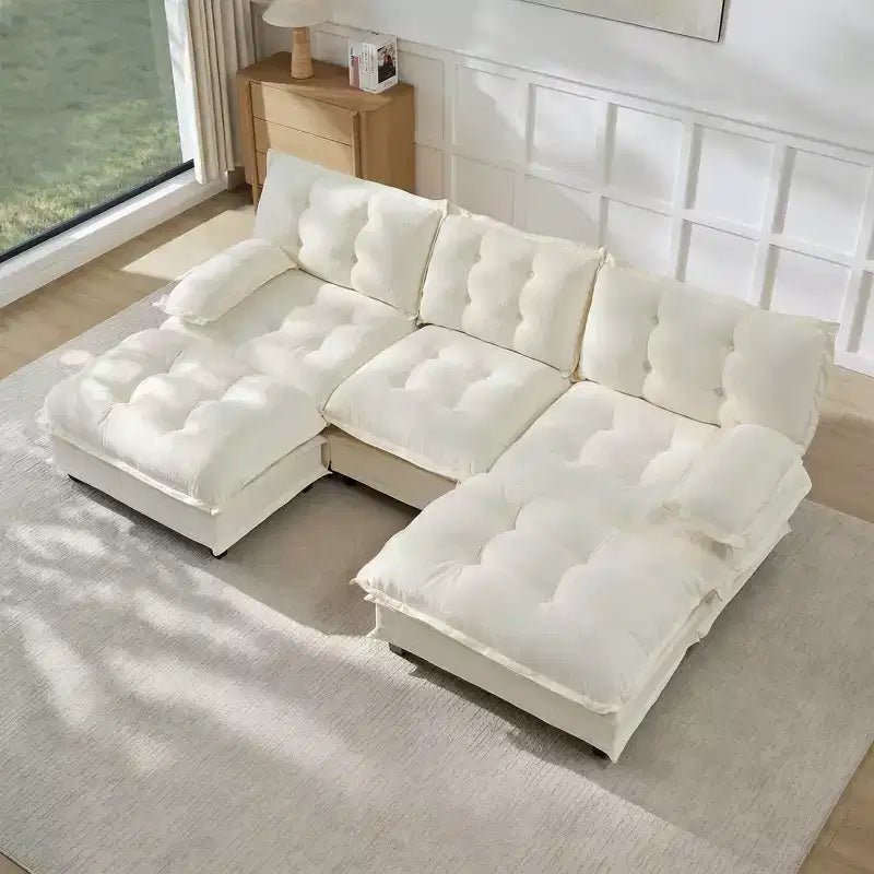 Divano componibile a U da 107" in ciniglia con chaise longue
