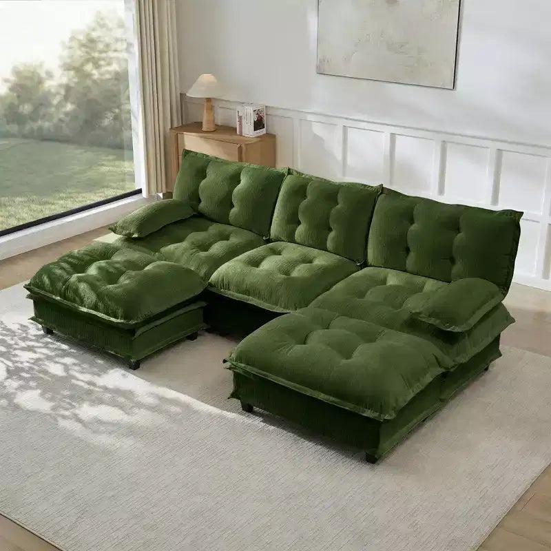 Divano componibile a U da 107" in ciniglia con chaise longue