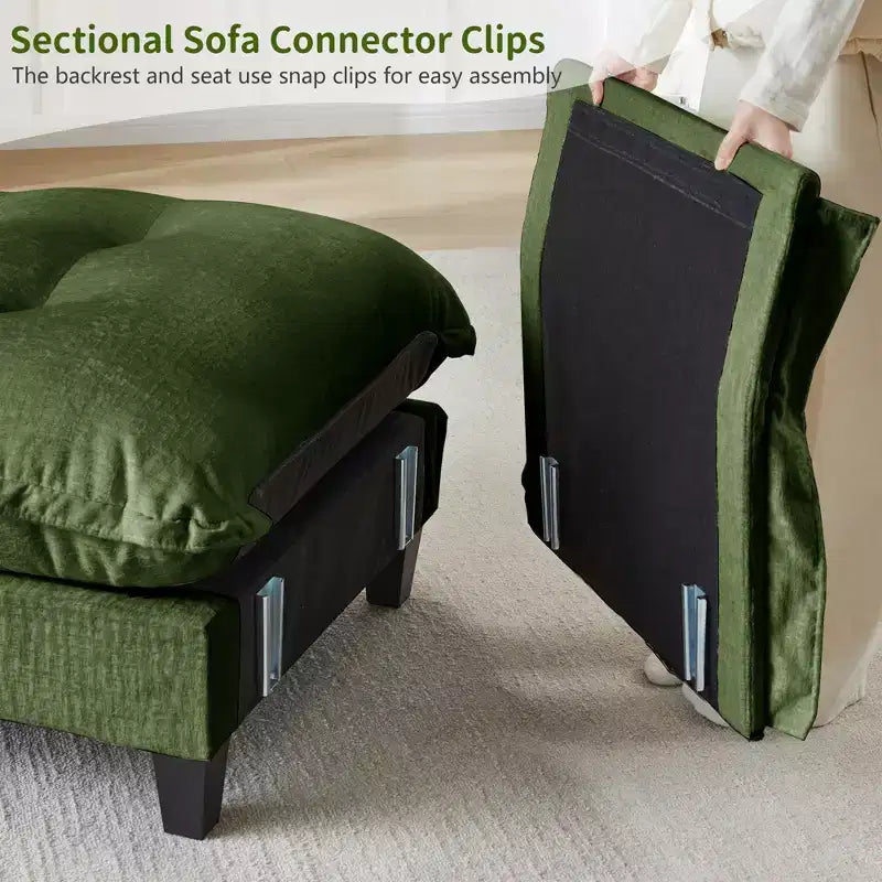 Divano componibile a U da 107" in ciniglia con chaise longue