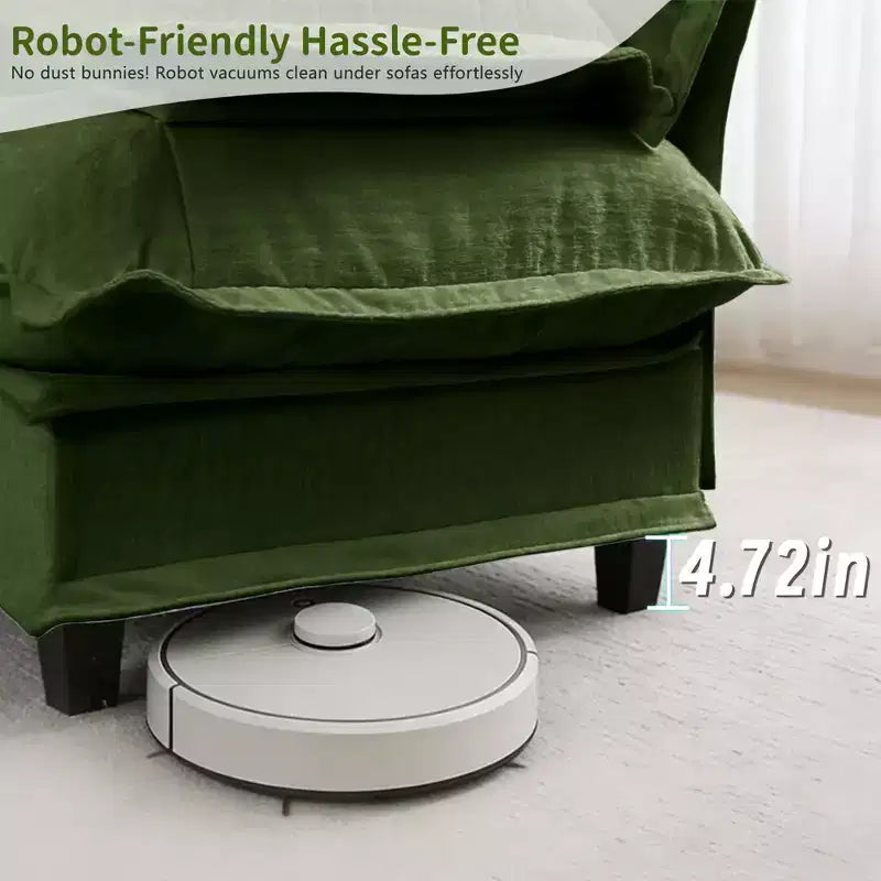 Divano componibile a U da 107" in ciniglia con chaise longue