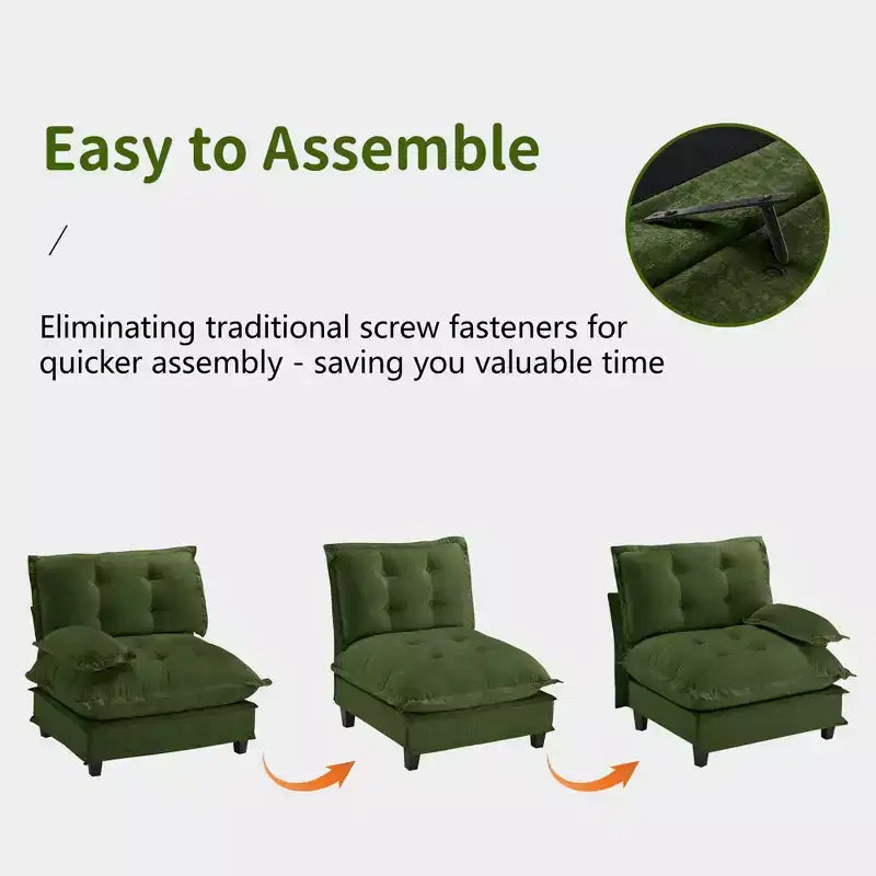 Divano componibile a U da 107" in ciniglia con chaise longue