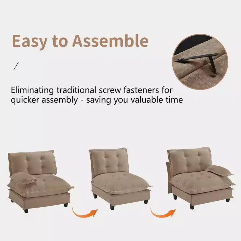 Divano componibile a U da 107" in ciniglia con chaise longue
