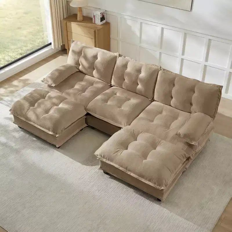 Divano componibile a U da 107" in ciniglia con chaise longue
