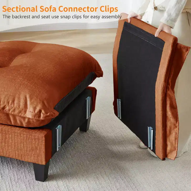 Divano componibile a U da 107" in ciniglia con chaise longue