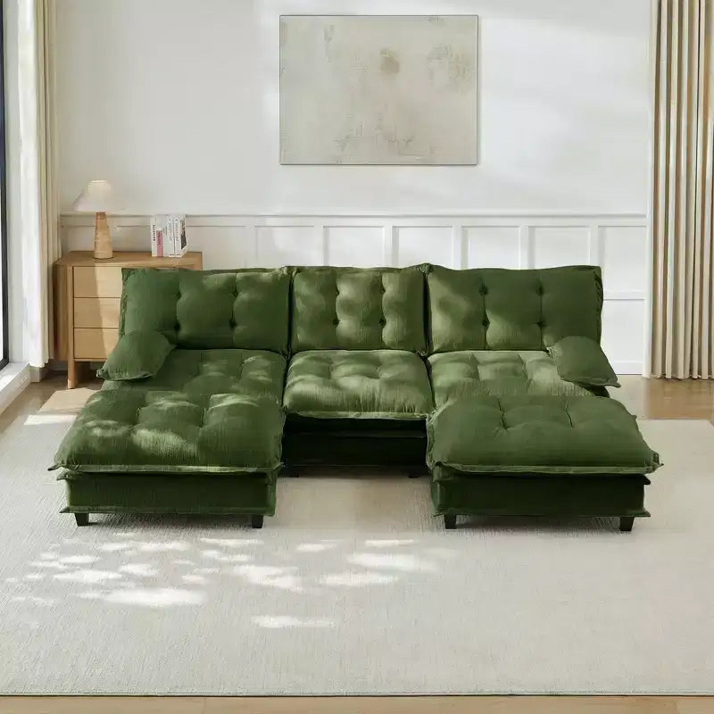 Divano componibile a U da 107" in ciniglia con chaise longue