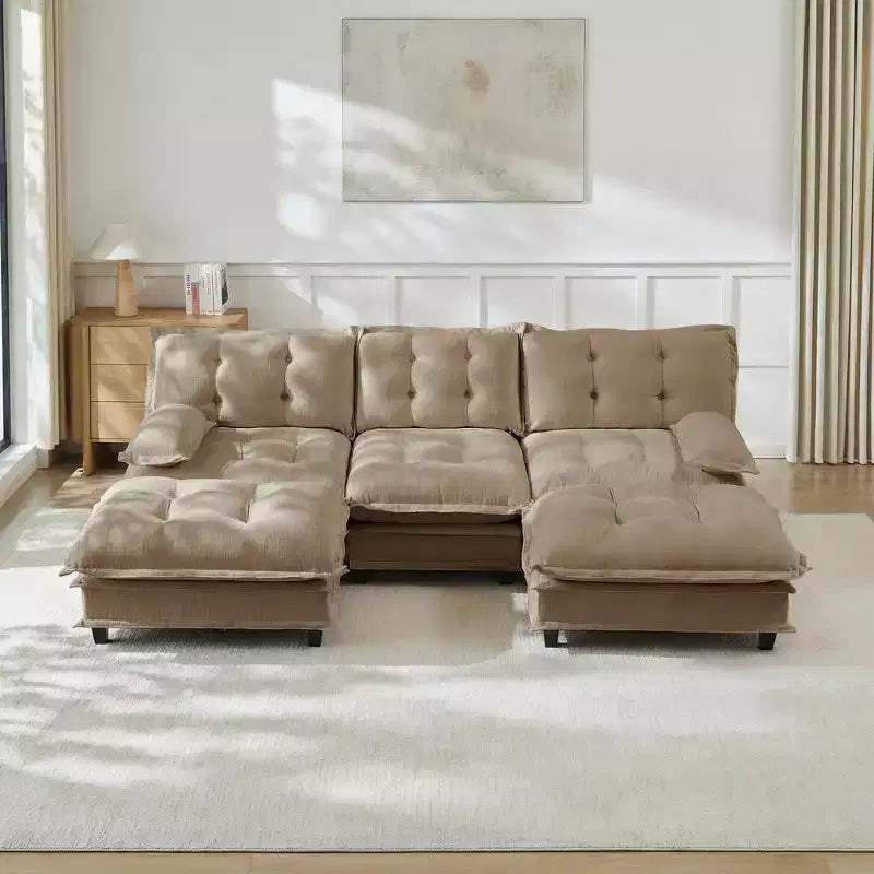 Divano componibile a U da 107" in ciniglia con chaise longue