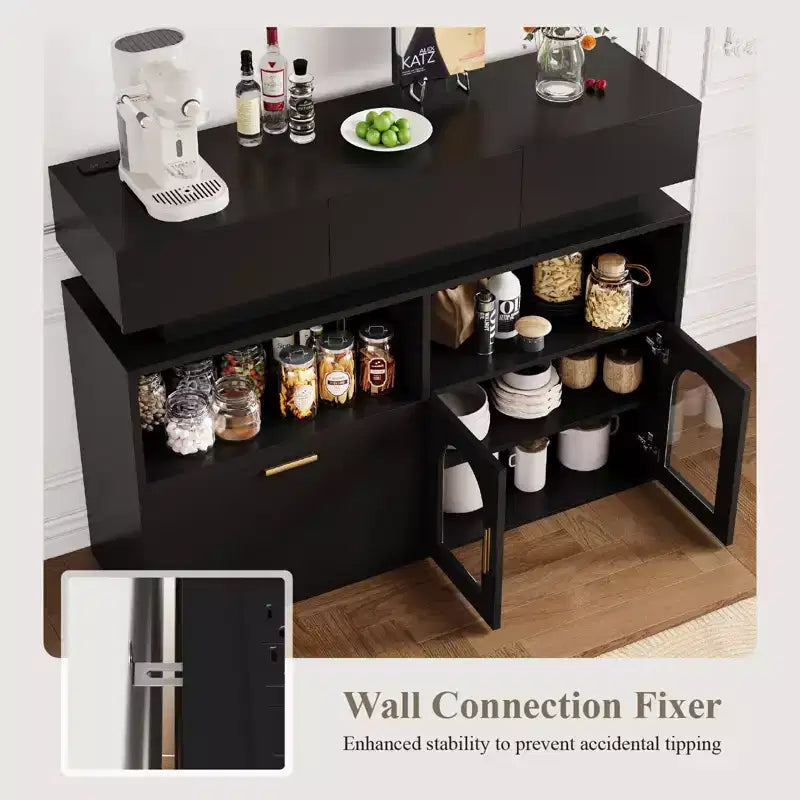 Mobile bar da caffè da 55" con 3 cassetti e stazione di ricarica integrata