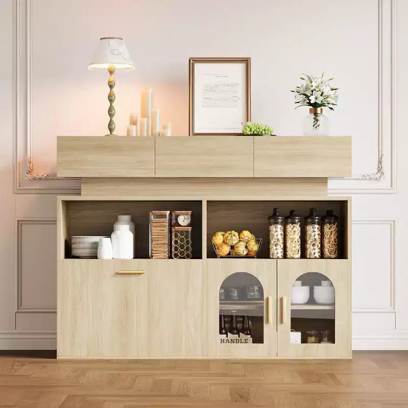 Mobile bar da caffè da 55" con 3 cassetti e stazione di ricarica integrata