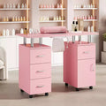 Manicure Table Nail Desk Station with Dust Collector, Locking Castors, Wrist Cushion & Storage for Home, Nail Tech & Beauty Salon