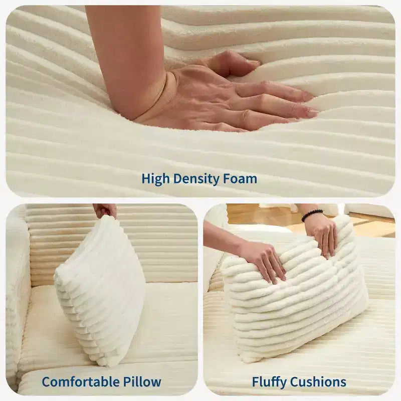 Divano Letto Estraibile 55", Divano Letto Reversibile Imbottito, Divano a Due Posti in Velluto a Coste con Seduta Profonda e Tasche Laterali per Soggiorno Appartamento